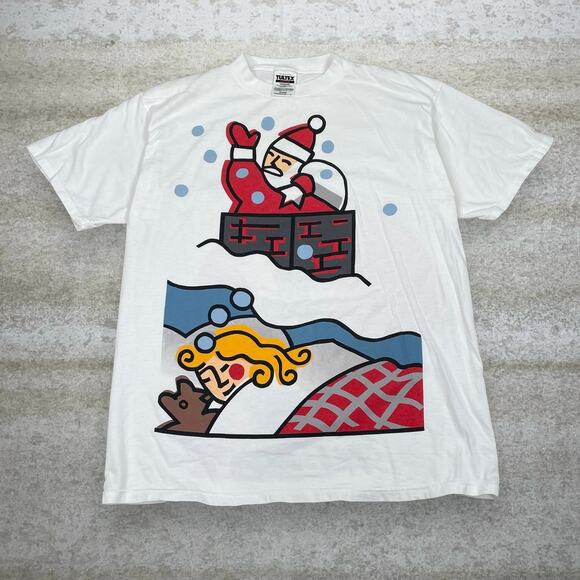 Tultex Other - Vintage 90s USPS Stamps Shirt Mens XL Christmas White Cotton Short Sleeve